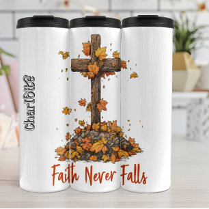 Faith Never Falls Cross Graphic Thermal Tumbler