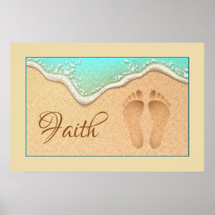 Faith One Set of Footprints in the Sand Poster