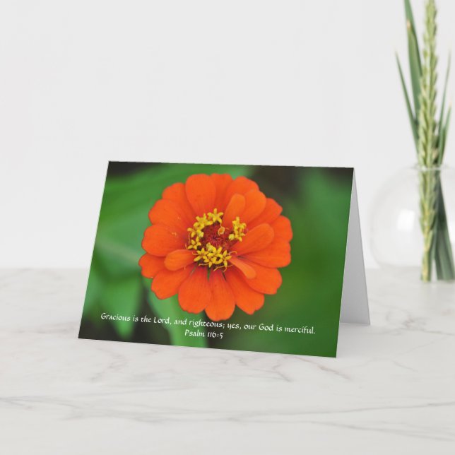 Faith Orange Zinnia Flower Garden Note Card (Front)