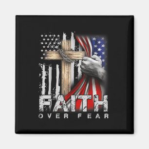 Faith Over Fear America Pride Us Flag Jesus Christ Magnet