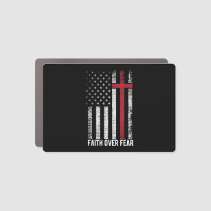 Faith Over Fear American USA Flag Christian Cross  Car Magnet