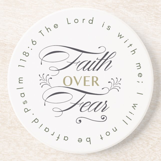 Faith Over Fear Bible Verse Motivational Coaster (Front)