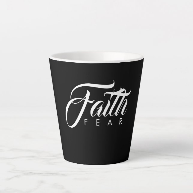 Faith Over Fear Black Latte Mug (Front)