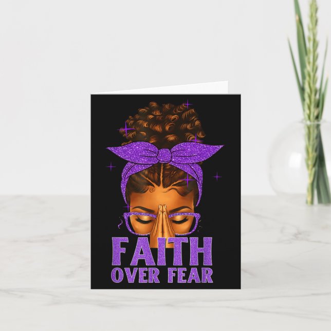Faith Over Fear Black Women Afro Christian African Card (Front)