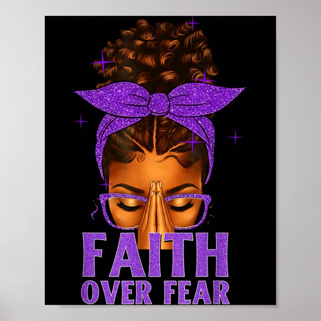 Faith Over Fear Black Women Afro Christian African Poster (Front)