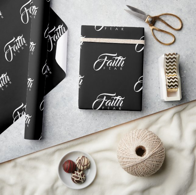 Faith Over Fear Black Wrapping Paper (Crafts)