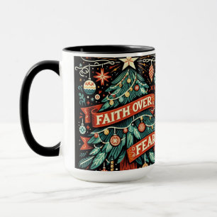Faith Over Fear Block Print Coffee Mug Cup