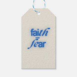 Faith Over Fear Blue Minimalist Care Packages Gift Tags
