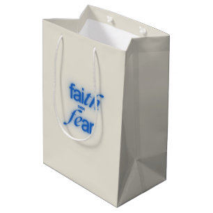 Faith Over Fear Blue Minimalist Care Packages Medium Gift Bag
