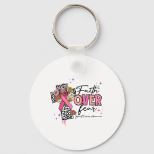 Faith Over Fear Breast Cancer Awareness Christian Key Ring