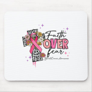 Faith Over Fear Breast Cancer Awareness Christian Mouse Pad