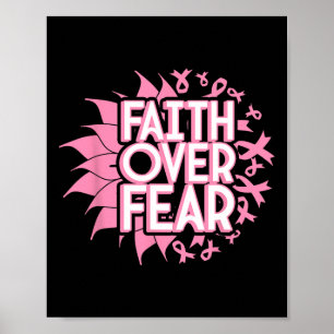 Faith Over Fear Breast Cancer Awareness Christian Poster