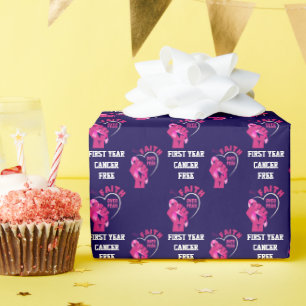 FAITH OVER FEAR Breast Cancer Free Anniversary Wrapping Paper