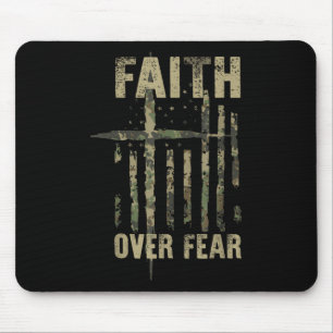 Faith Over Fear Christian America Pride Us Flag Pa Mouse Pad