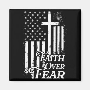 Faith Over Fear Christian American Flag Religious Magnet