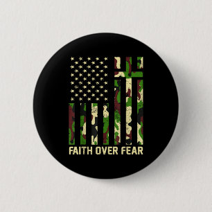 Faith Over Fear Christian Americn Flag Camouflage  6 Cm Round Badge