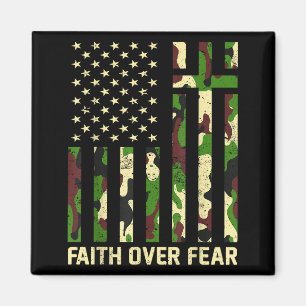 Faith Over Fear Christian Americn Flag Camouflage Magnet