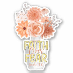 Faith Over Fear Christian Bible Peach Floral 