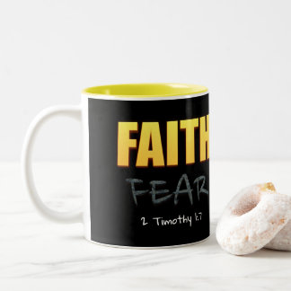 Faith over fear christian bible verse  Two-Tone coffee mug