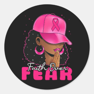 Faith Over Fear Christian Black Women Afro Breast Classic Round Sticker