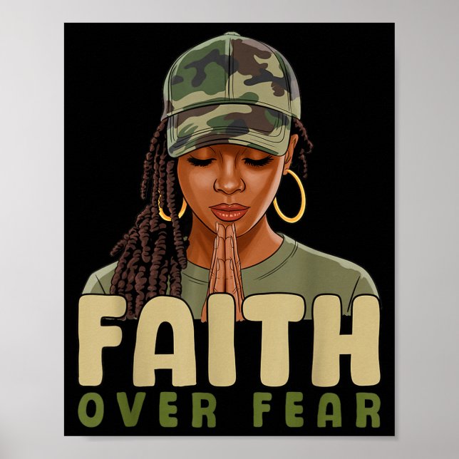Faith Over Fear Christian Camo African American Af Poster (Front)