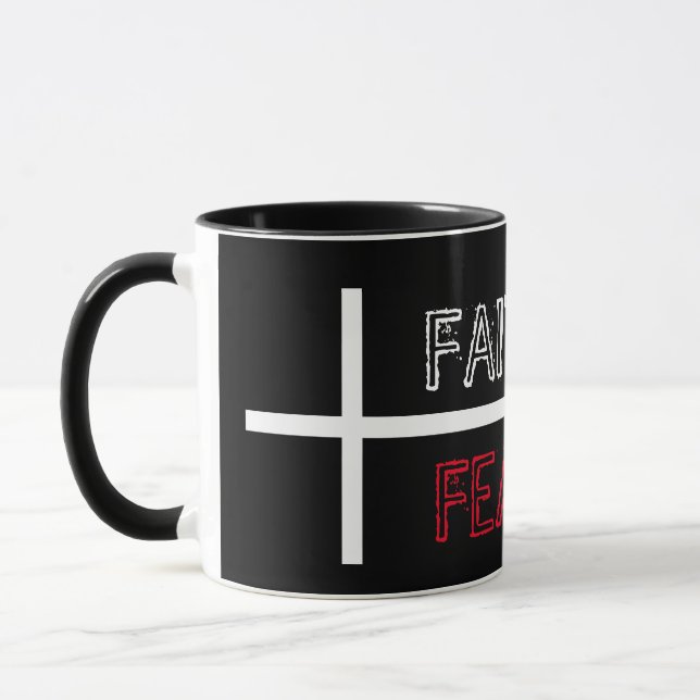 Faith Over Fear Christian Cross  Mug (Left)