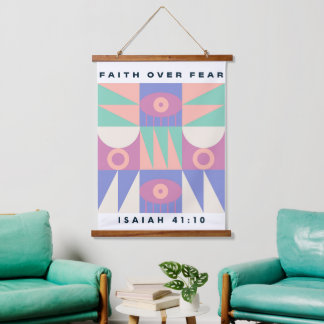 Faith Over Fear Christian Faith Poster Modern Hanging Tapestry