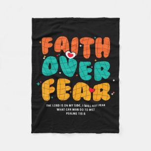 Faith Over Fear Christian Religious Groovy Men Wom Fleece Blanket