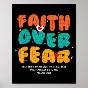 Faith Over Fear Christian Religious Groovy Men Wom Poster