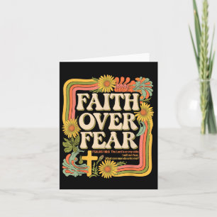Faith Over Fear Christian Retro Floral 70s Shirt W Card