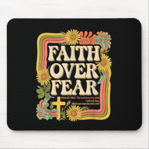 Faith Over Fear Christian Retro Floral 70s Shirt W Mouse Pad