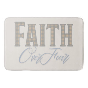 Faith Over Fear Christian Typography Design Bath Mat
