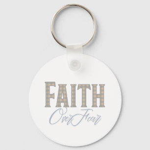 Faith Over Fear Christian Typography Design Key Ring