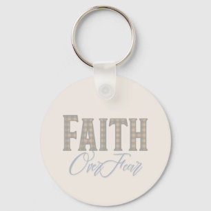 Faith Over Fear Christian Typography Design Key Ring