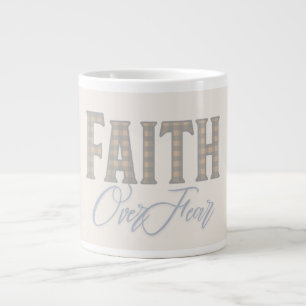 Faith Over Fear Christian Typography Design Large Coffee Mug