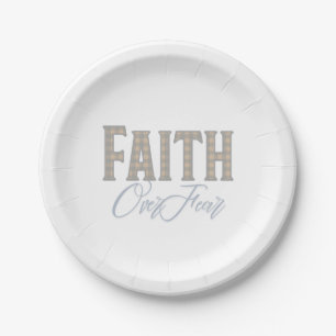 Faith Over Fear Christian Typography Design Paper Plate