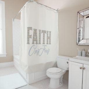 Faith Over Fear Christian Typography Design Shower Curtain