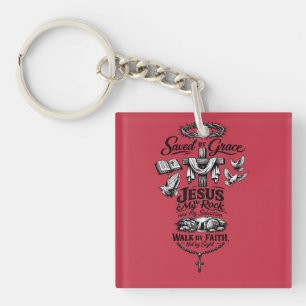 Faith Over Fear Christian Vintage Design Key Ring