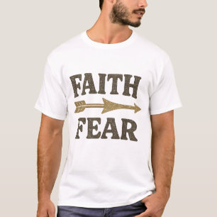 Faith Over Fear Christian Vintage Gold Glitter T-Shirt