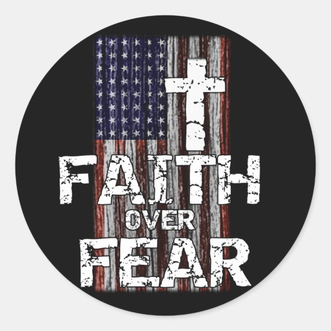 Faith Over Fear Classic Round Sticker (Front)