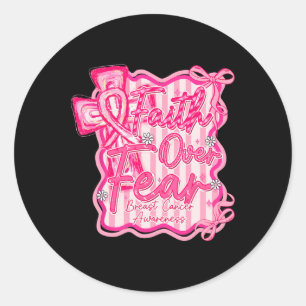 Faith Over Fear Coquette Bow Cross Christian Breas Classic Round Sticker