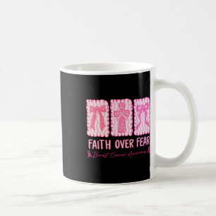 Faith Over Fear Coquette Bow Plaid Breast Cancer A Coffee Mug