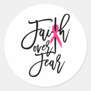 Faith Over Fear Cross Breast Cancer Awareness Chri Classic Round Sticker