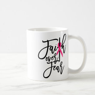 Faith Over Fear Cross Breast Cancer Awareness Chri Coffee Mug
