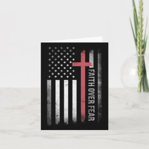 Faith Over Fear Cross Christian Us Flag Jesus Card