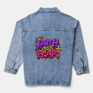 Faith over fear denim jacket