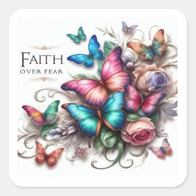  "Faith Over Fear" Elegant Butterfly Stickers -  (Front)