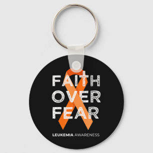Faith Over Fear Fight Leukaemia Awareness  Orange  Key Ring