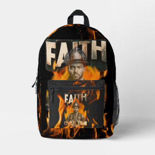 Faith Over Fear Firefighter Christian Printed Backpack