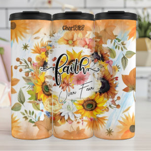 Faith Over Fear Floral Cascade Thermal Tumbler